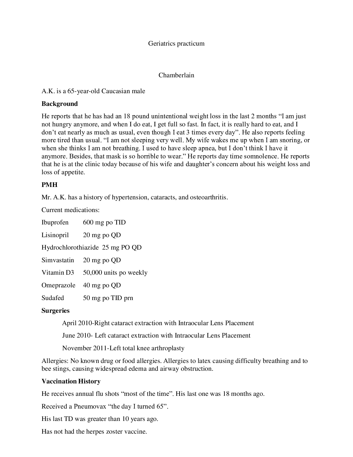 Preview image for Case Study, Geriatrics practicum (A Graded) Latest Complete Solutions